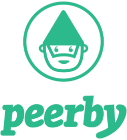 Peerby logo - green, stacked, with border
